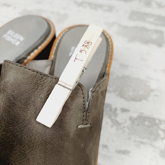 New Eileen Fisher Loti Brown Leather Platform Clogs T588 - Picture 12 of 12